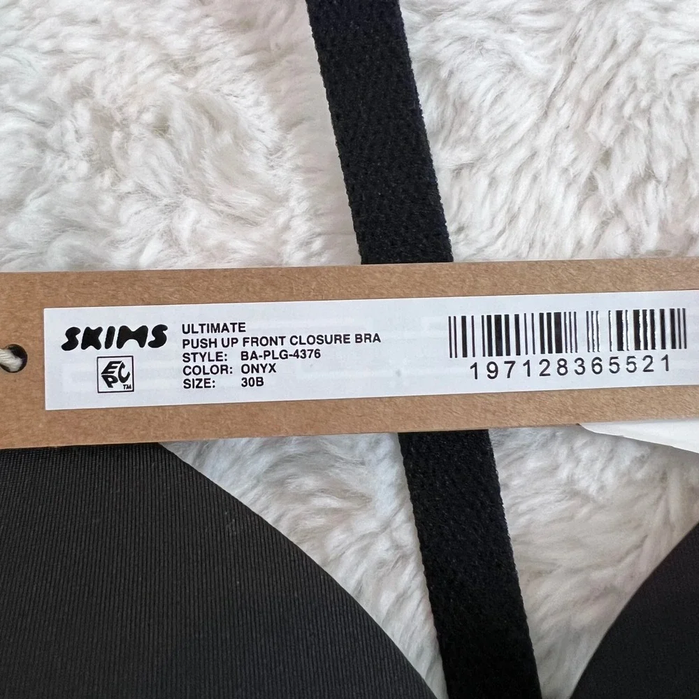 SKIMS Ultimate Push Up Front Closure‎ Bra Onyx Black BA-PLG-4376 Womens 30B NWT - Picture 7 of 11